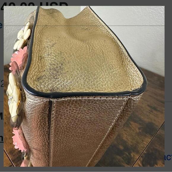 Marc Jacobs Luxury Embellished Gold Metallic Leather Tote Shoulder Bag (MJXX040) - Picture 10 of 15